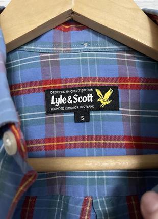 Рубашка рубашка в клетку lyle &amp; scott голубая красная4 фото