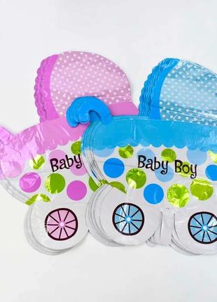 Шарик фольгированный коляска  baby girl c 31790 (60) 2 вида /цена за упаковку/ 50 шт в упаковке одного вида