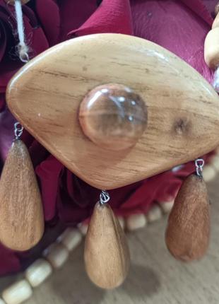 Винтажное колье / ожерелье / бусы / подвеска на шею / украшение / аксессуар из деревянных бусин9 фото
