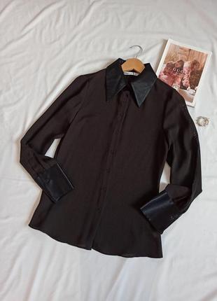 Чёрная полупрозрачная рубашка/блуза1 фото