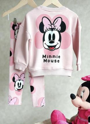 Свитшот толстовка худи леггинсы лосины в рубчик zara minnie mouse disney3 фото