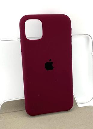 Чехол на iphone 11 накладка бампер original soft case силиконовый с велюром бордовый