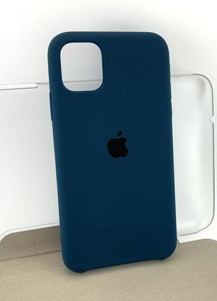 Чехол на iphone 11 накладка бампер original soft case силиконовый с велюром темно-синий