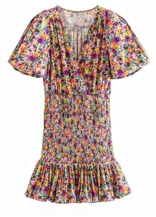 Шикарное мини платье в цветах яркое,  модное3 фото