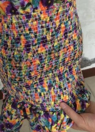 Шикарное мини платье в цветах яркое,  модное9 фото