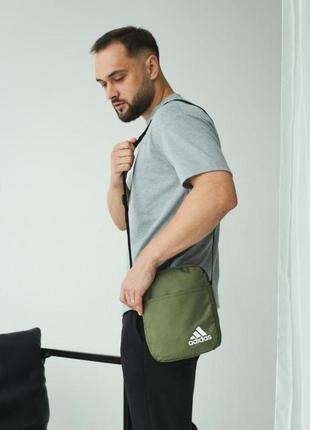 Барсетка через плечо adidas хаки сумка на плечо мужская небольшая мессенджер спортивный адидас3 фото