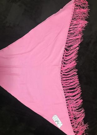 Парео розовый платок на купальник с бахромой котон marks & spencer3 фото