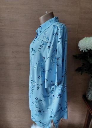 🌸🩵🌸 милая легкая голубая блузка из вискозы принт цветка3 фото