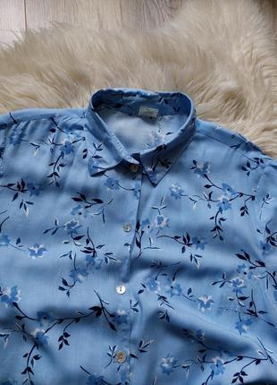 🌸🩵🌸 милая легкая голубая блузка из вискозы принт цветка6 фото