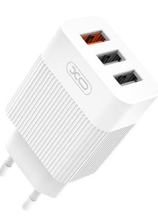 Блок питания xo-l72 с кабелем micro - usb  / 3 usb / быстрая зарядка quick charge 3.0 / белый2 фото