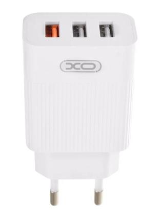 Блок питания xo-l72 с кабелем micro - usb  / 3 usb / быстрая зарядка quick charge 3.0 / белый3 фото