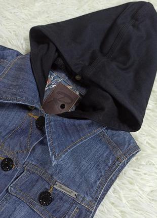 Крутая джинсовая жилетка с капюшоном хб.2 фото