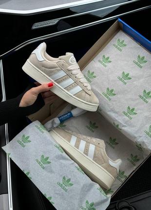 Женские кроссовки adidas originals campus beige white7 фото