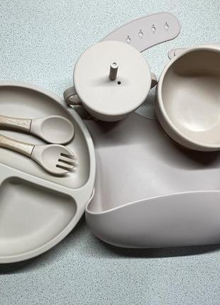 Силіконовий набір посуду для годування дитини