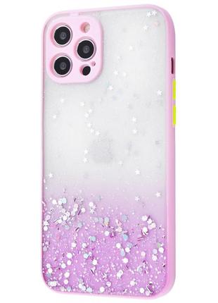 Чохол для apple iphone 12 pro max рожевий з блискітками