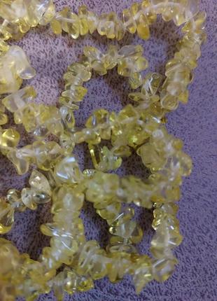 Ожерелье бусы галька кварц лимонный2 фото