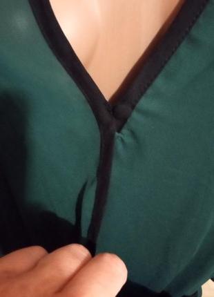 Блуза смарагд на запах з подовженою спинкою5 фото
