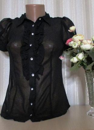 Прозрачная  приталенная  шифоновая  блузочка с рюшами. бренд  k&d р 82 фото