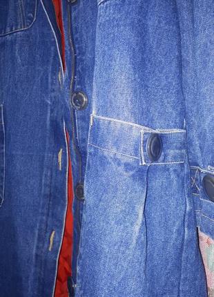 Финтажное модное ❤💙 джинсовое длинное утепленное пальто свободного кроя.7 фото