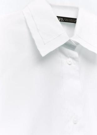Женская белая поплиновая рубашка оверсайз зара zara 7200/0166 фото