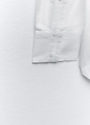 Женская белая поплиновая рубашка оверсайз зара zara 7200/0167 фото