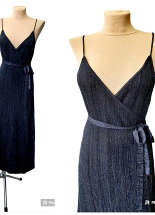Zara трикотажное платье на запах с металлизированою нитью7 фото