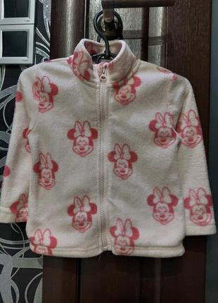 Флисовая кофта на молнии с минни mickey disney от george 1-2 года