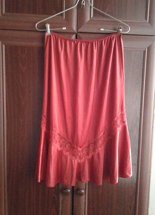 Бордова нижня спідниця 4-хлинка годе, підспідничник st.michael англія батал