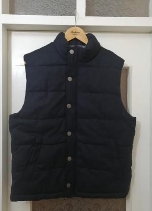 Тепла вовняна жилетка h&amp;m wool-blend padded gilet blue