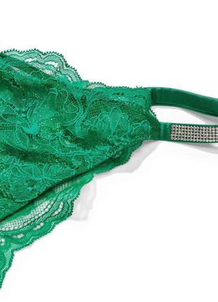 Трусики бразиліани зі стразами lace with shine strap brazilian panty very sexy green4 фото