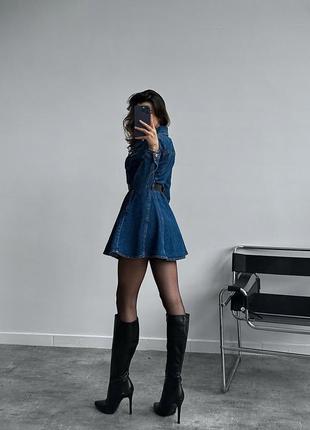 Платье джинсовое на пуговицах мини5 фото