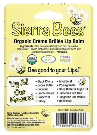 Sierra bees, органічний бальзам для губ, крем-брюле3 фото