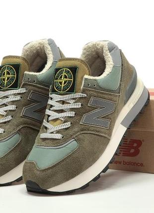 Мужские кроссовки масло new balance 574 x stone island, мужественные кроссовкиower баланс демисезонные