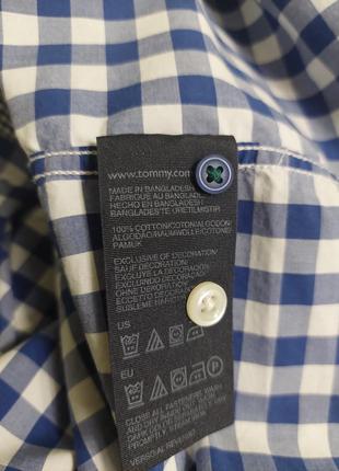 Коттоновая рубашка в клетку с вышитым логотипом8 фото
