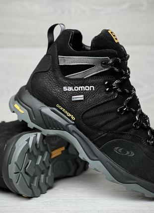 Спортивные кожаные ботинки, кроссовки термо salomon contagrip gore-tex