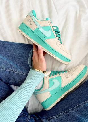 Жіночі кроссівки nike tiffany rainbow x af grey blue7 фото