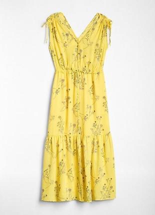 Многоуровневое платье миди с v-образным вырезом в цветочный принт от gap1 фото