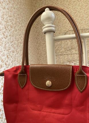Стильная трендовая сумка longchamp сумочка клатч на плечо красная мини шоппер4 фото