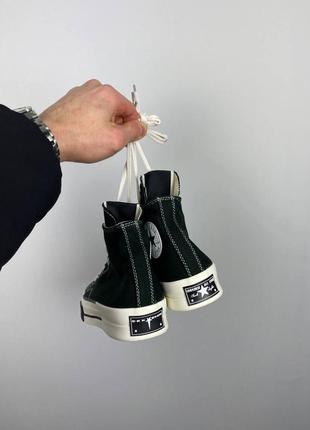 Крутые женские высокие кеды converse drkstr x rick owens чёрные3 фото