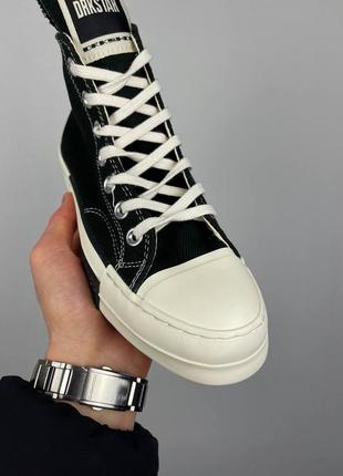 Крутые женские высокие кеды converse drkstr x rick owens чёрные5 фото