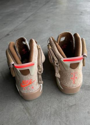 Крутейшие мужские кроссовки nike air jordan 6 retro x travis scott british khaki коричневые7 фото