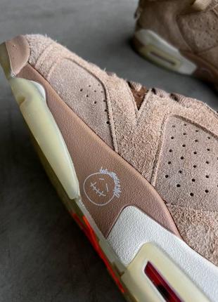 Крутейшие мужские кроссовки nike air jordan 6 retro x travis scott british khaki коричневые4 фото