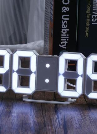 Настільний електронний годинник ly 1089, будильник, термометр, біле підсвічування