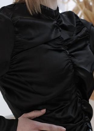 Стильная блуза со сборками производитель - na-kd размер - s цвет - черный3 фото
