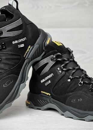 Спортивные кожаные ботинки, кроссовки термо salomon contagrip gore-tex