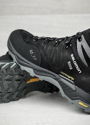 Спортивные кожаные ботинки, кроссовки термо salomon contagrip gore-tex