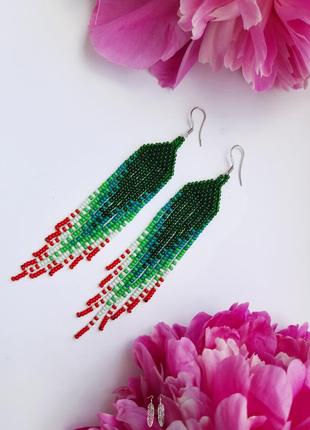 Серьги из бисера, серёжки в стиле бохо, brick stitch earrings