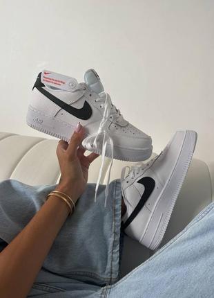 Мужские кроссовки nike af -1 white black pebbled leather