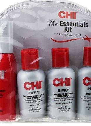 Набор chi the essentials kit (sh/59ml + cond/59ml + silk/59ml + mist/59ml)