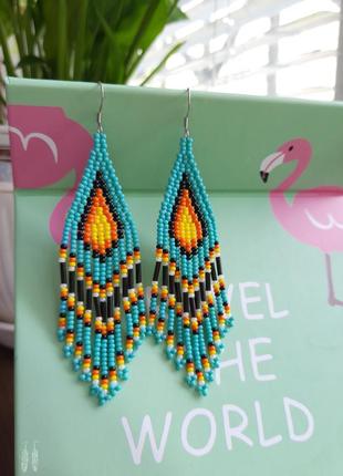 Серьги из бисера, серёжки в стиле бохо, brick stitch earrings9 фото